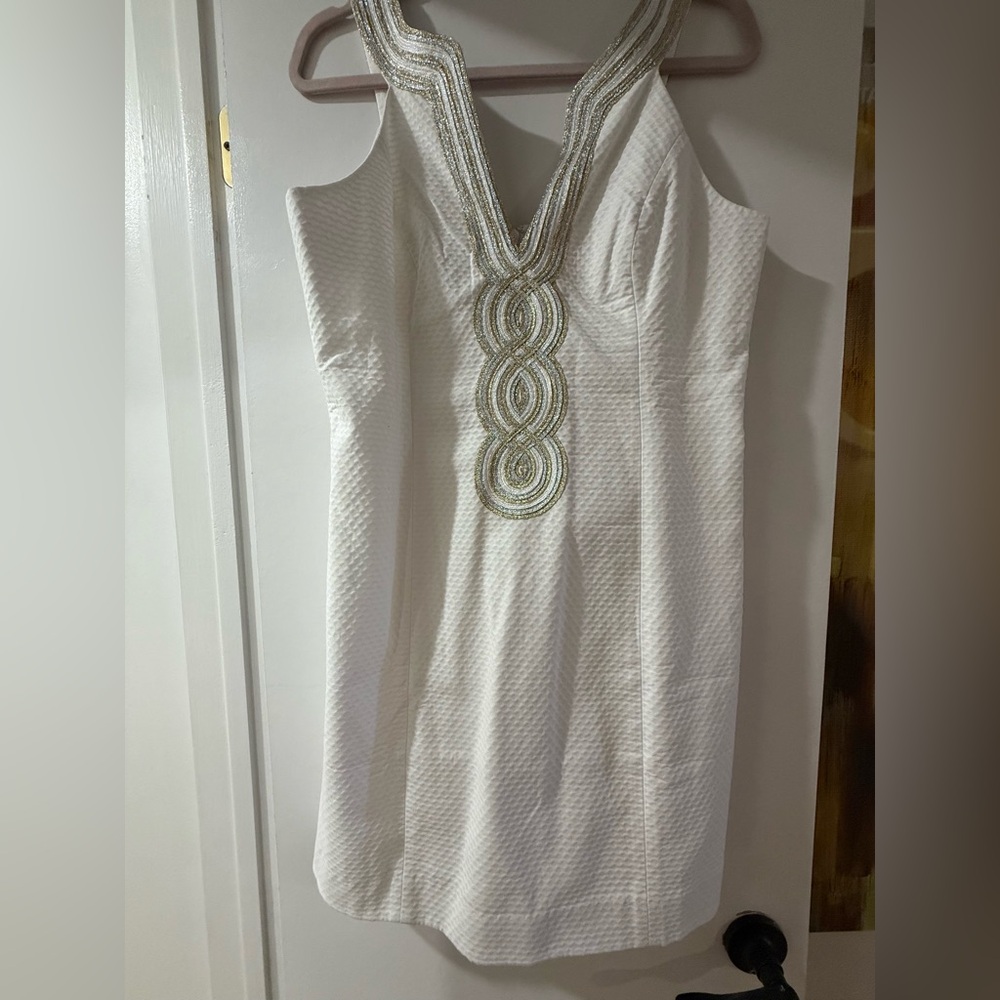 Lilly Pulitzer White Mini Dress with Gold Accents NWT